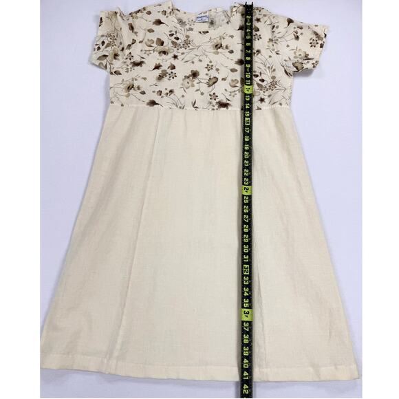 Vintage Tropism Women's Floral Mixed Media Dress Medium Yellow - Picture 10 of 10